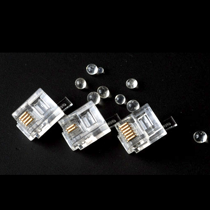 50颗装shipuco原装6p4c电话水晶四芯rj11接头语音水晶头