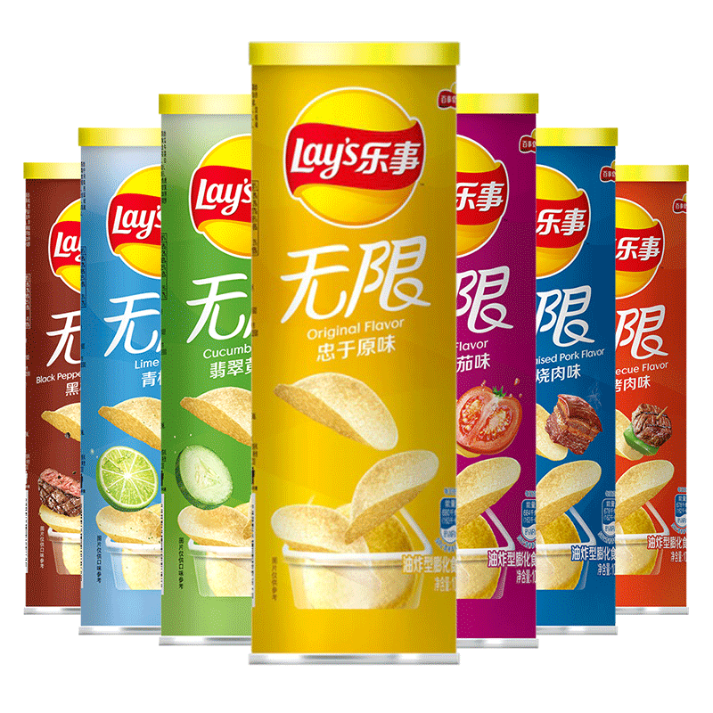乐事薯片桶装90g无限原味番茄多口味混合味组合装办公休闲零食品