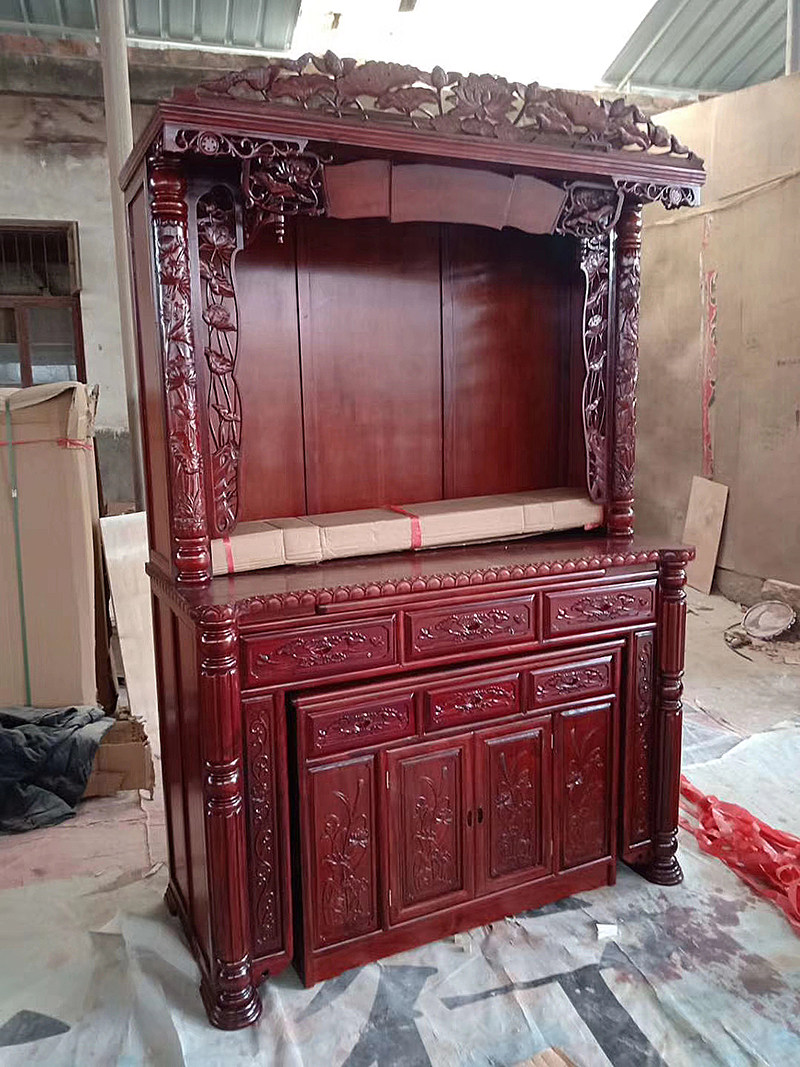 大红红色描金藏式佛龛佛柜神龛供台实木宝艺恒河佛柜