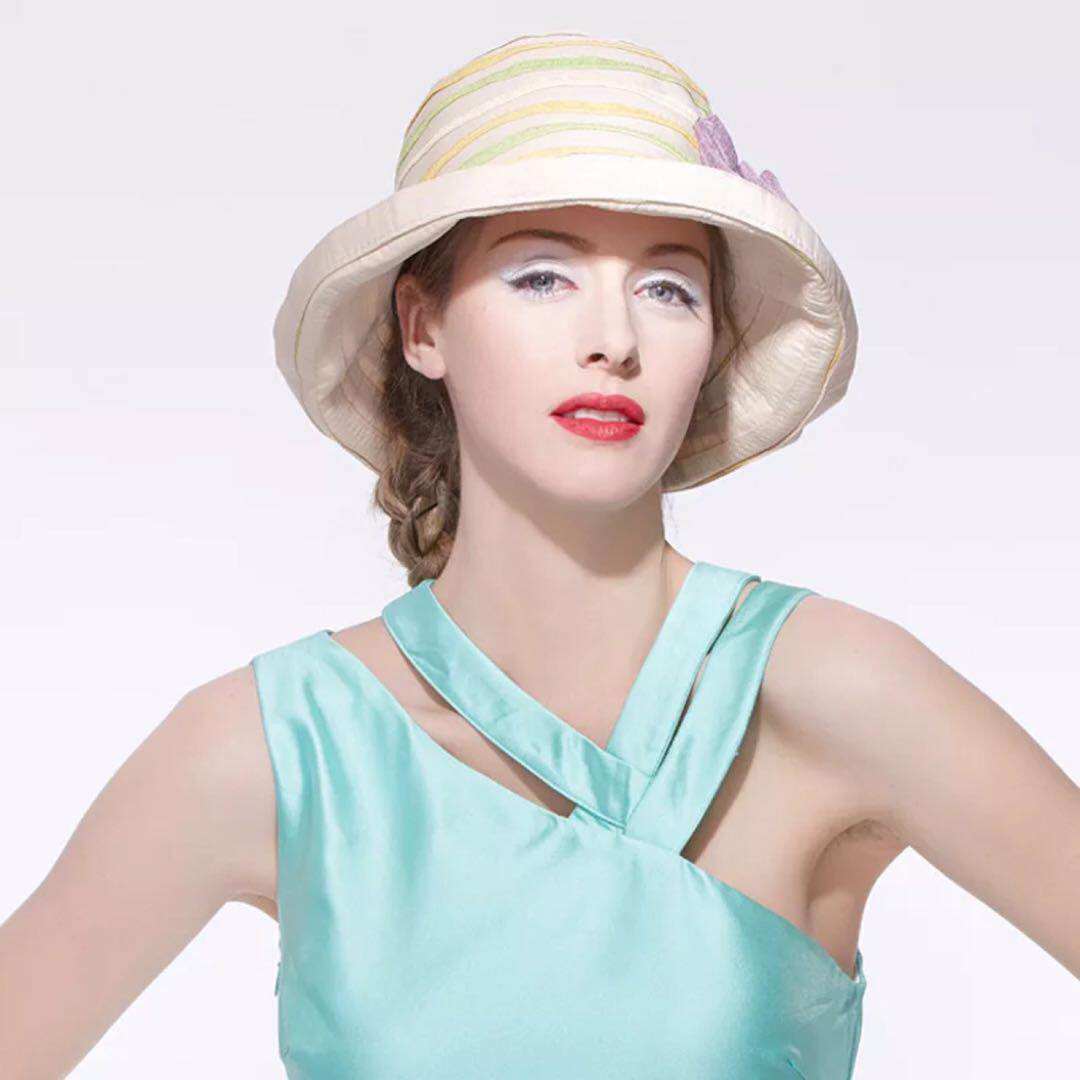 夏季女士大沿遮阳帽防晒防紫外线户外出游草编织带帽子
