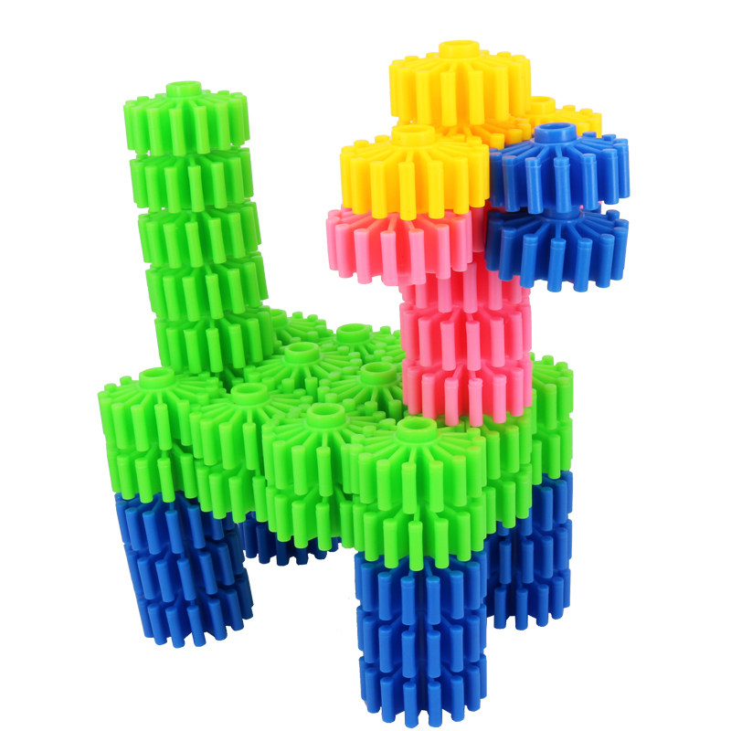 颗粒圆形齿轮拼插拼装积木益智幼儿园桌面早教塑料积木