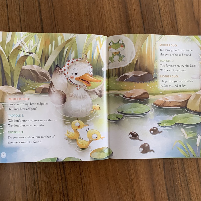 英语小蝌蚪两用一书儿童读物tadpoleslittle找妈妈绘本小学英语幼儿