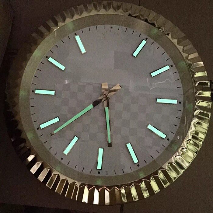 劳力士挂钟牙边黑水鬼静音夜光卧室客厅时钟rolex挂钟