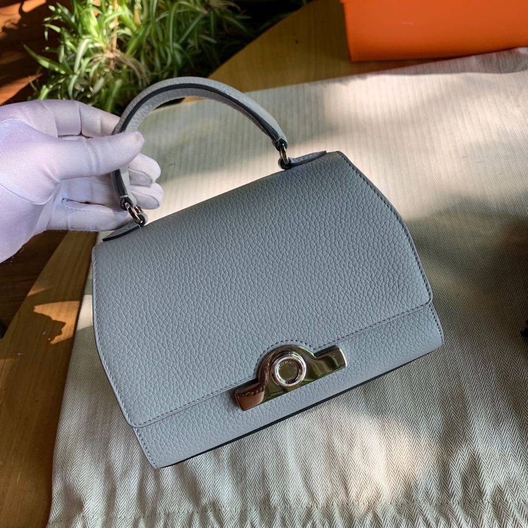 二手闲置莫奈moynatrejane小号灰色牛皮手提斜挎通用款女包