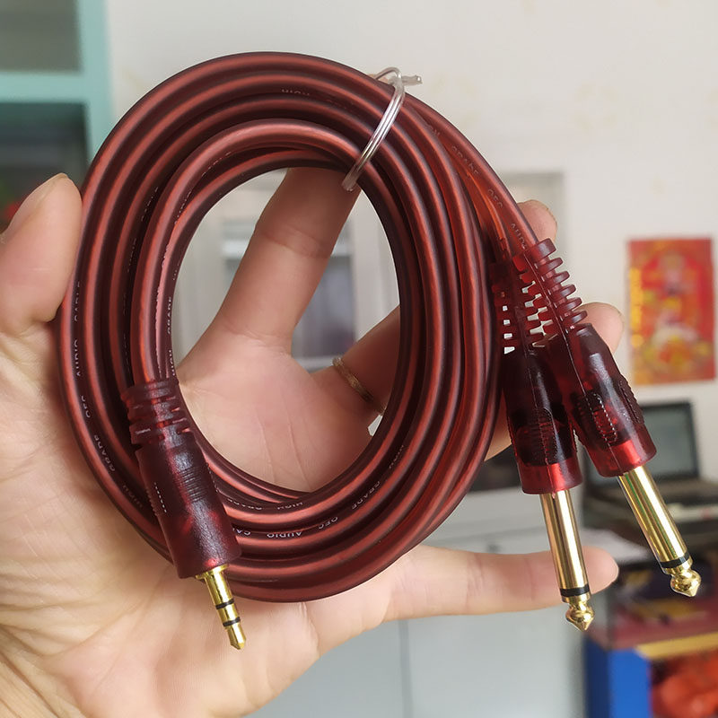 5转双6.5音频线电脑调音台连接线一分二纯铜av转接线包邮