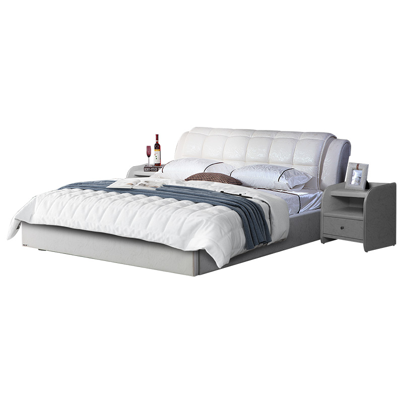 双虎家私软床双人床婚床户型简欧1.8米皮艺床