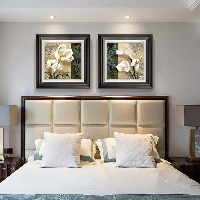 卧室床头装饰画现代简约欧式欧式美美式两联花卉餐厅现代装饰画