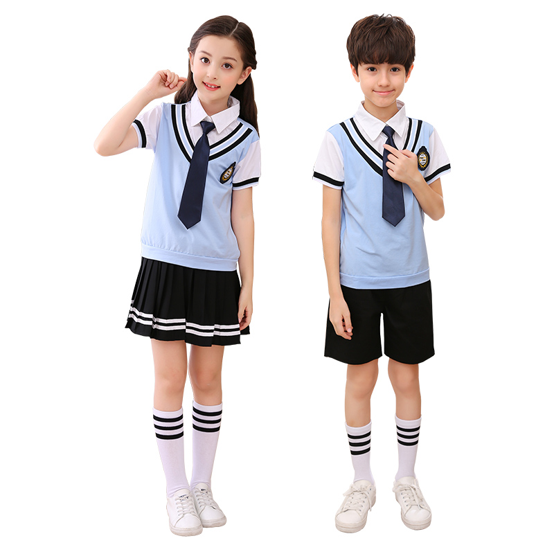 幼儿园园服夏装小学生夏季校服毕业照运动短袖套装