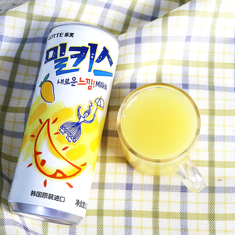 韩国进口milkis夏季饮品汽水乐天妙之吻芒果味碳酸饮料