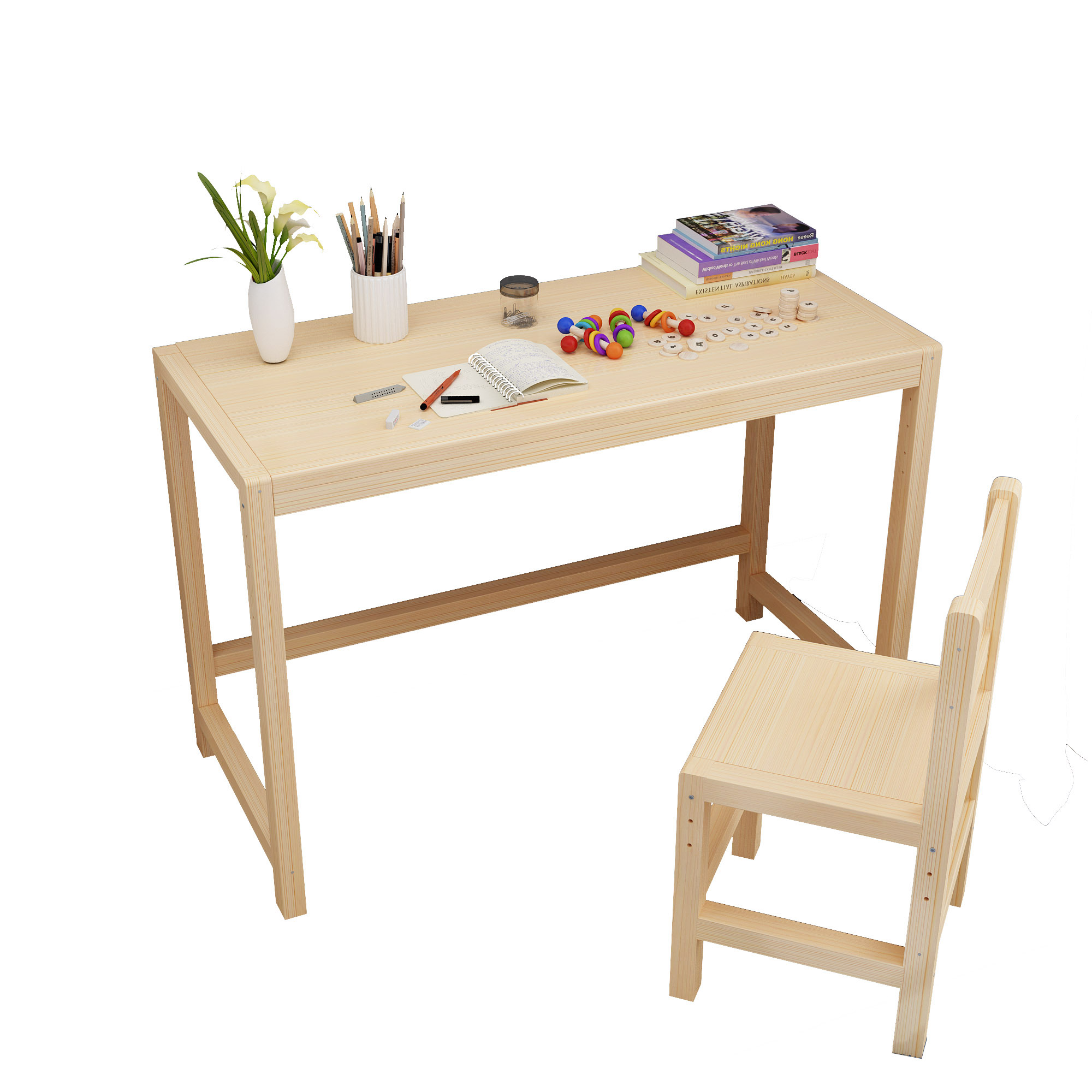 实木儿童学习桌可升降书桌椅套装小学生写字桌简约写字台家用课桌