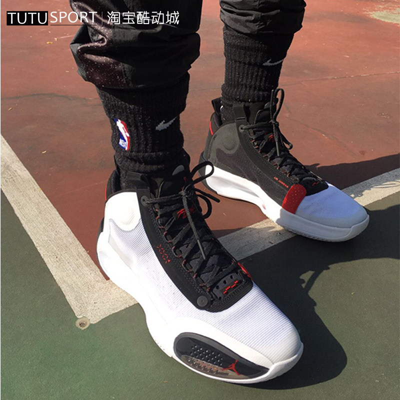 air jordan 34 aj34 全明星 白镭射男子中帮篮球鞋 bq3381-101 - tutu