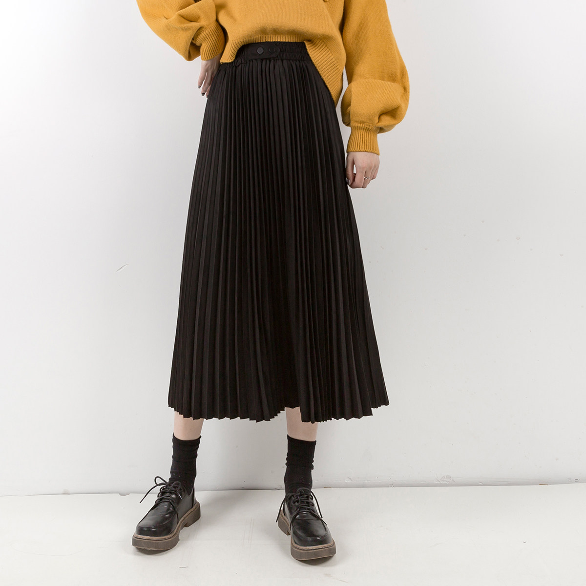 风吹梧桐/百褶裙女秋冬2020新款复古文艺长裙高腰显瘦a字半身裙子