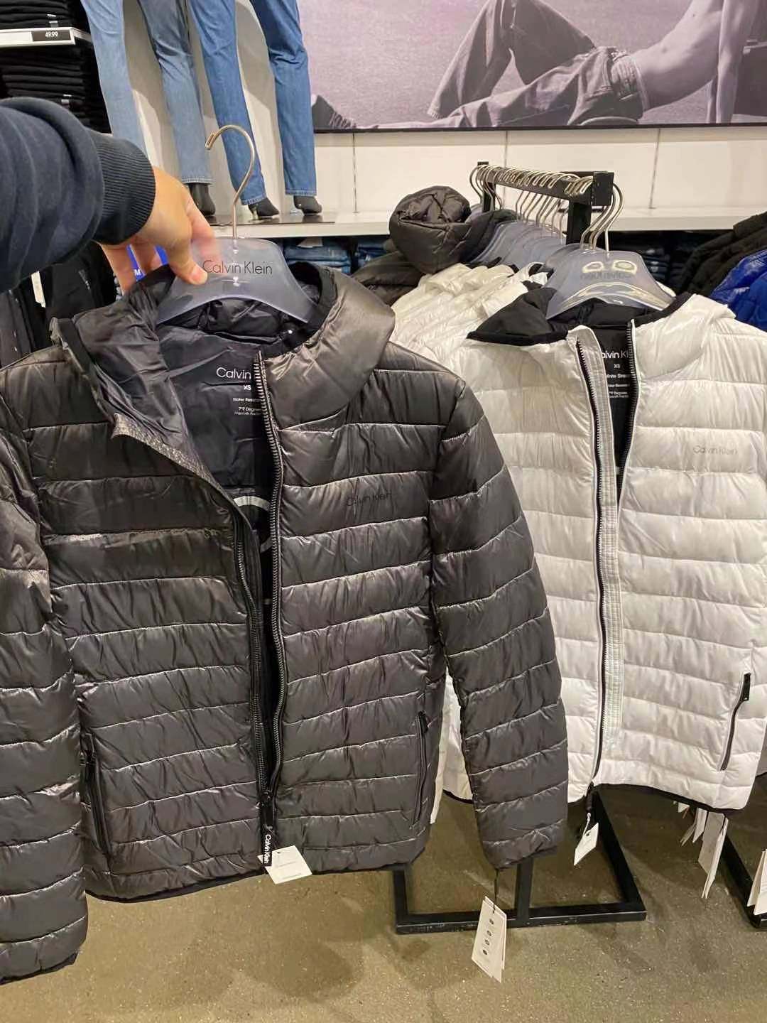 美国calvinklein男士ck轻质保暖连帽棉服防风棉衣