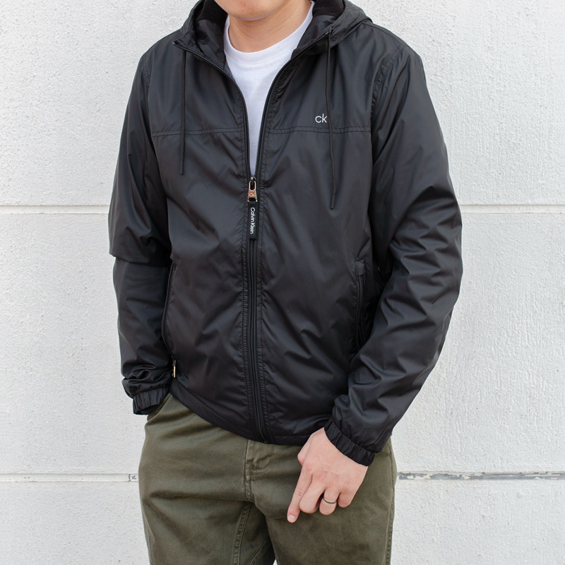 美国calvinklein男装ck秋冬纯色绒衣外套休闲运动夹克