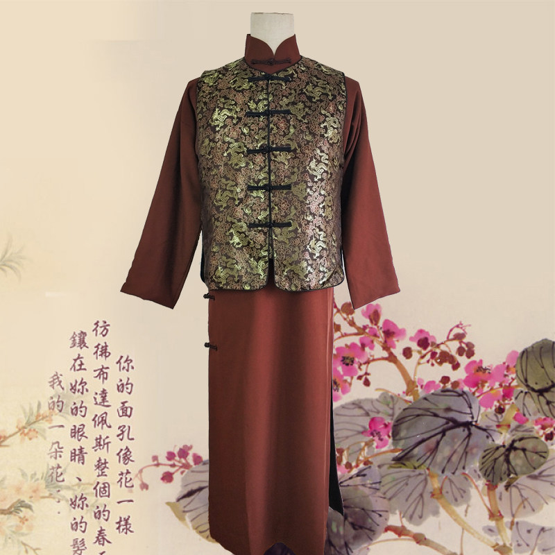 民国少爷清朝老爷百姓长衫男装长袍马褂相声民族服装