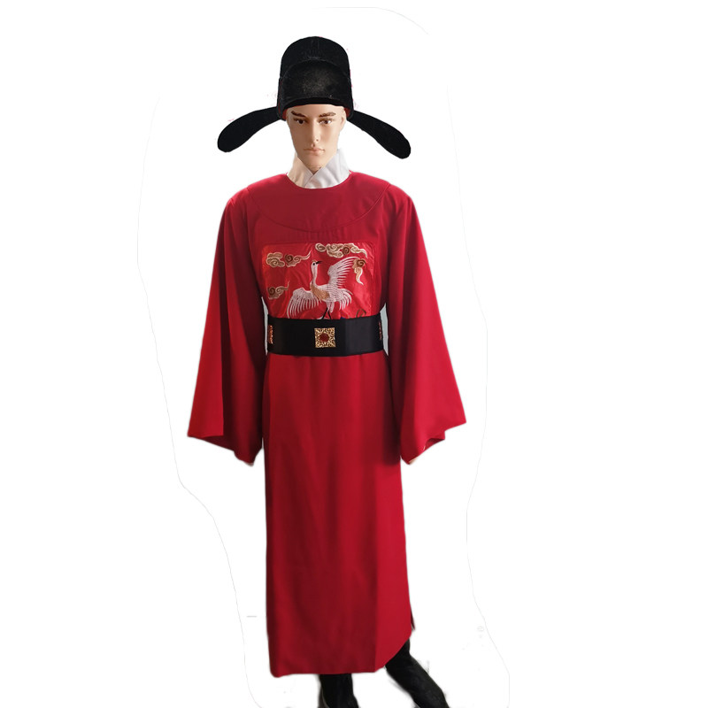 唐代唐朝官服红色状元大臣古装男汉舞台表演民族服装