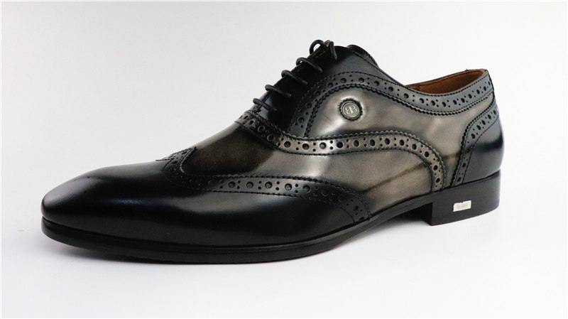 牛皮意大利bomy宝威新款尖头擦色头开边英伦风时尚单鞋