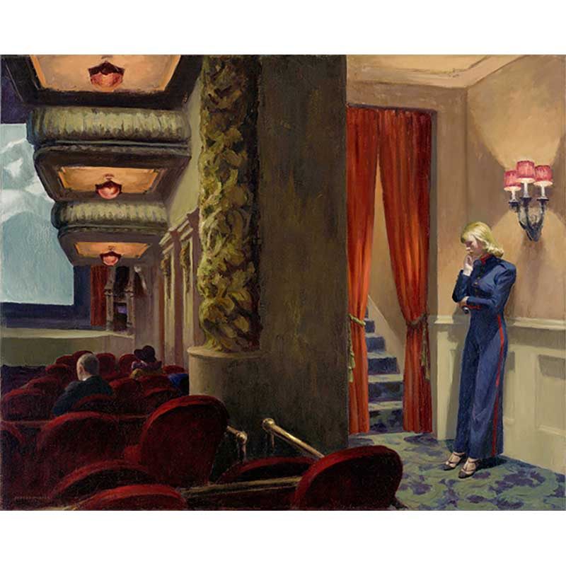 爱德华霍普纽约电影院家居油画装饰画定制优质优质棉油画
