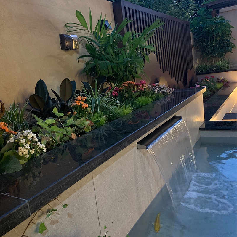 瀑布造景欧式不锈钢出水庭院水景流水水帘叠水叠水瀑布