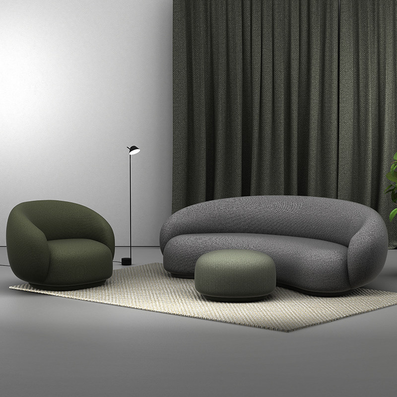 沙发轻奢北欧沙发客客厅弧形腰果大堂羊毛美容院布艺沙发