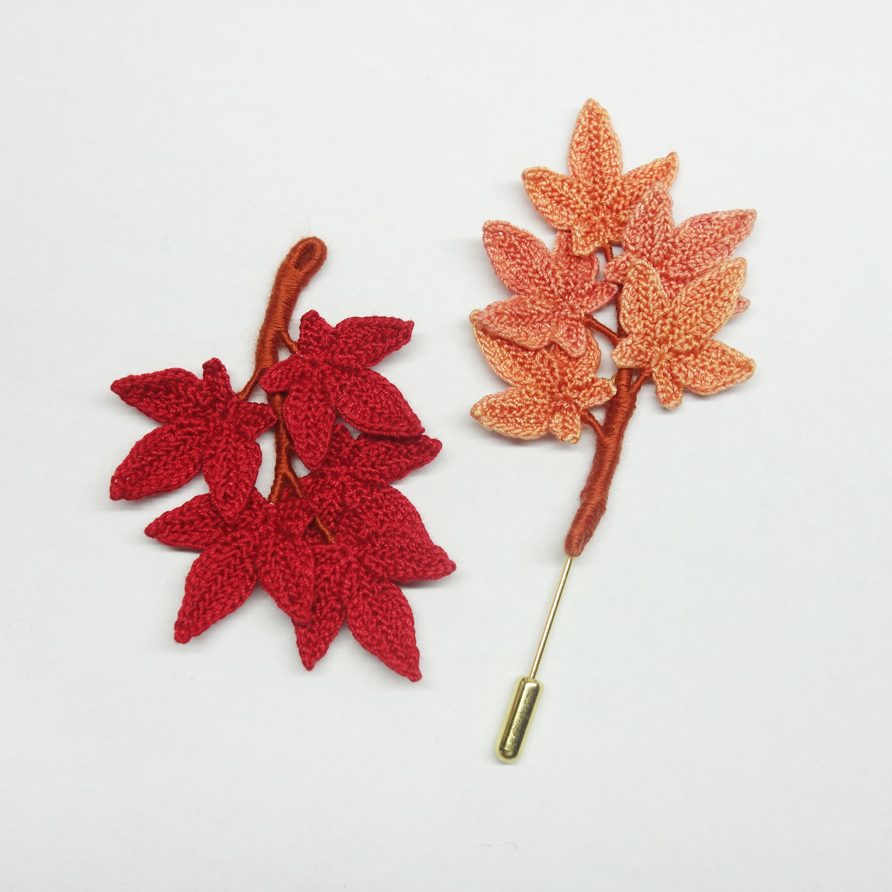 钩针枫叶胸针耳饰那个8号蕾丝丝线材料不适合针织类定制
