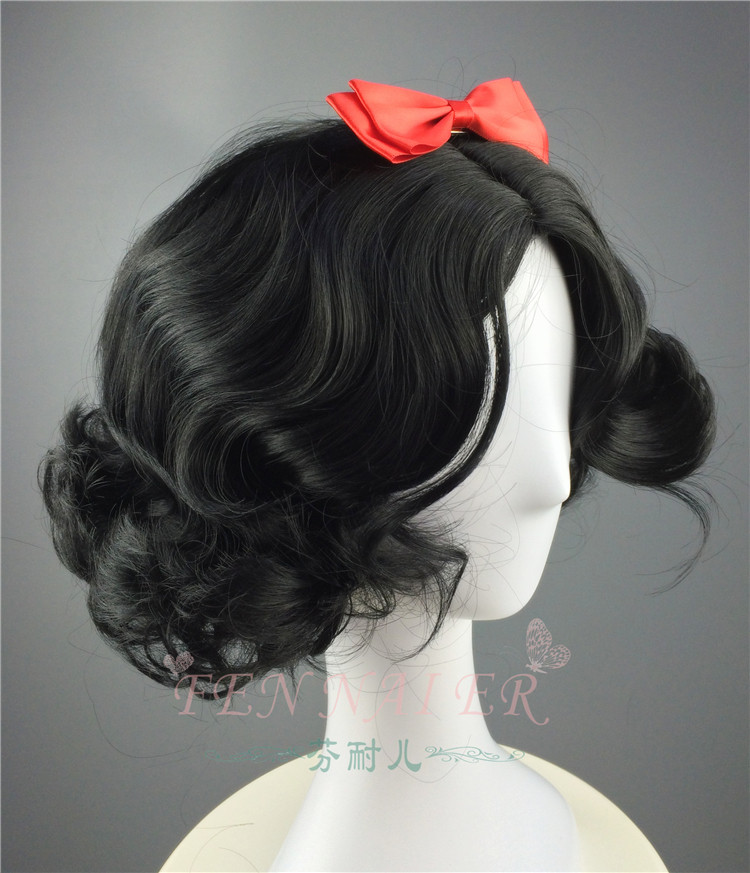 芬耐儿现货迪士尼公主白雪公主外贸短波波浪卷发cos动漫日常整顶假发