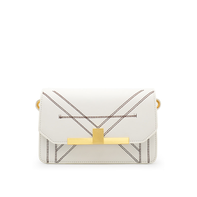 【pailaili】复古t五金小方包 2019新款车缝绣线单