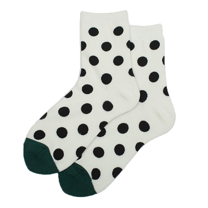 袜子女韩版ins风波点棉袜短袜春秋简约圆点复古日系爱心中筒袜女