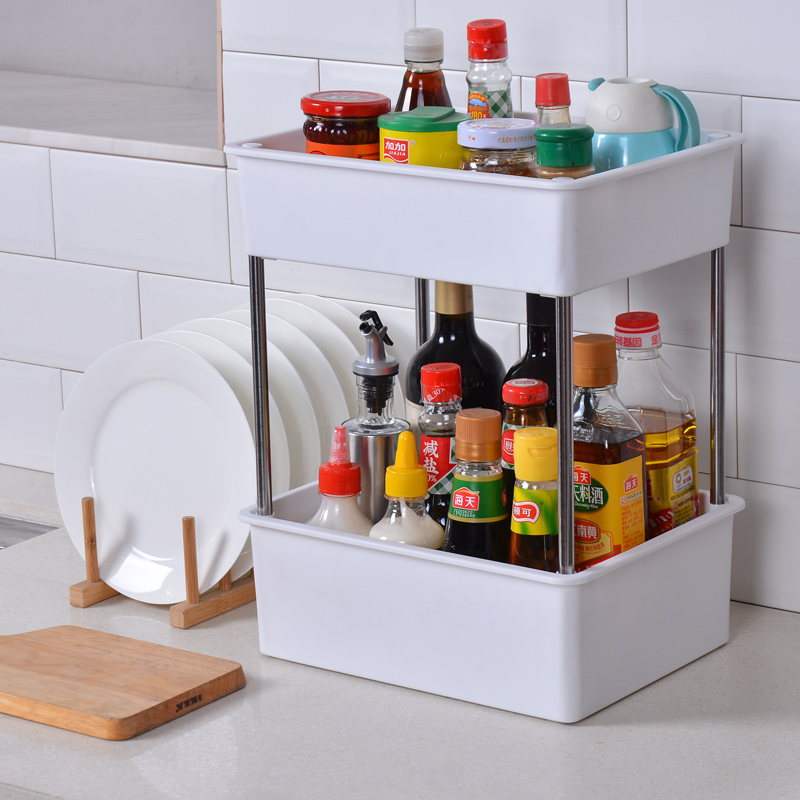 双层调料料架厨房置物架多层桌面塑料收纳用具厨房置物架