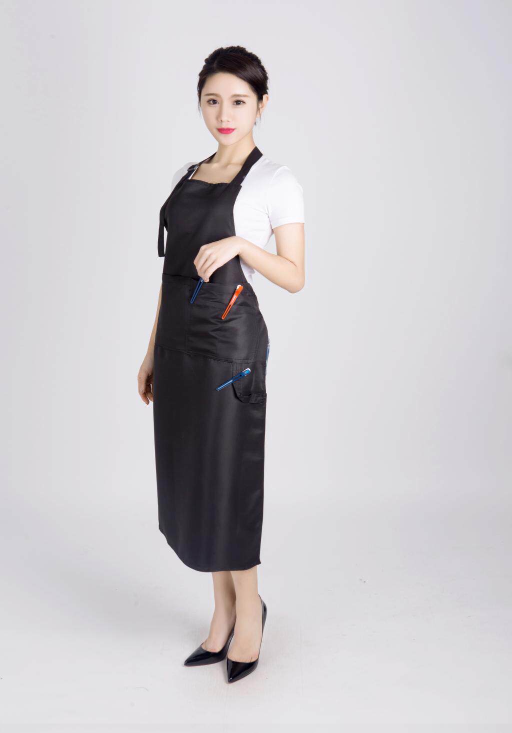 围裙美发技师理发店剪发加长工作服专业订制店名理发围布