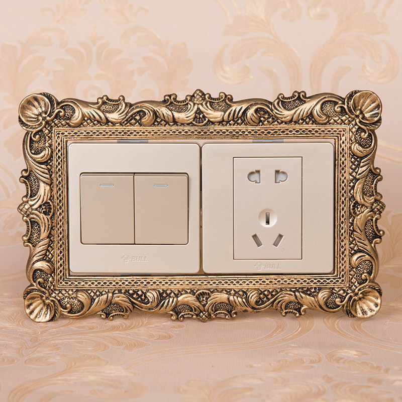 美式复古创意开关贴墙保护套客厅现代简约双三三开开关贴