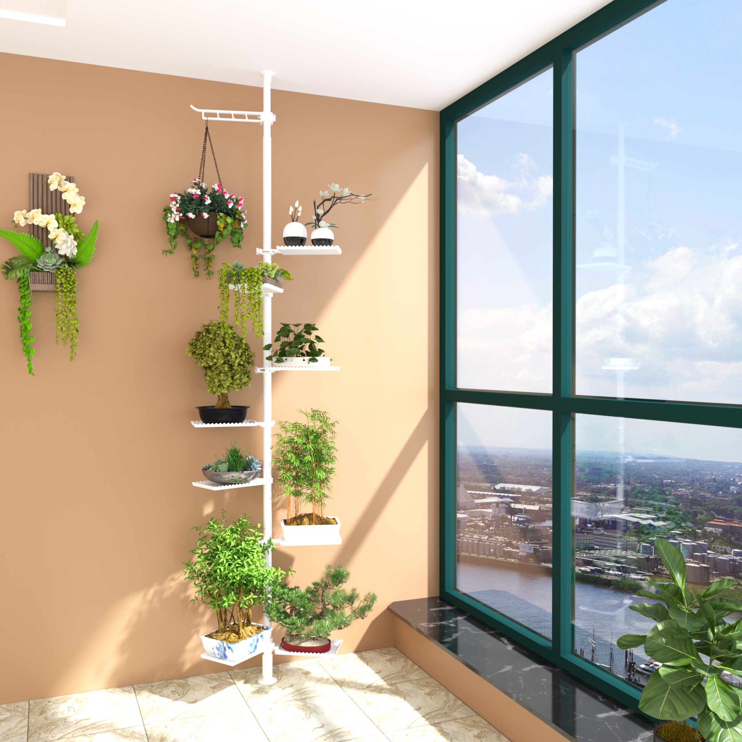 新款窗台多肉花架室内家用飘窗多层省空间阳台顶天立地绿萝花架子