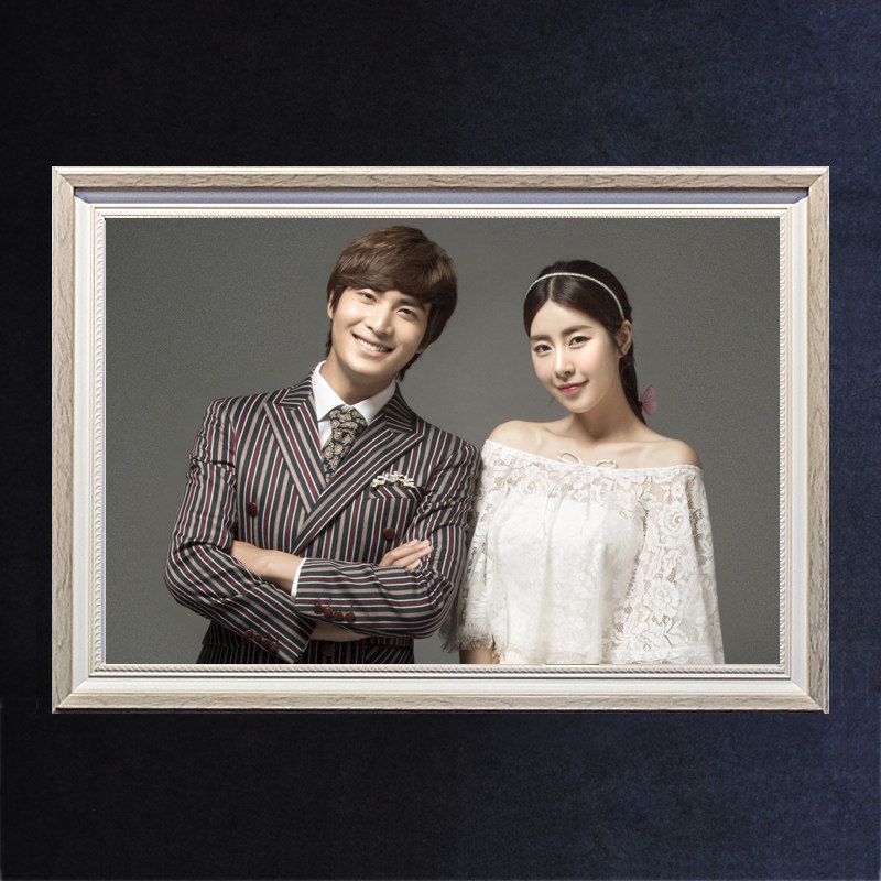 影楼婚纱照相框挂墙结婚婚纱照片放大制作大尺寸相片框定制卧室洗