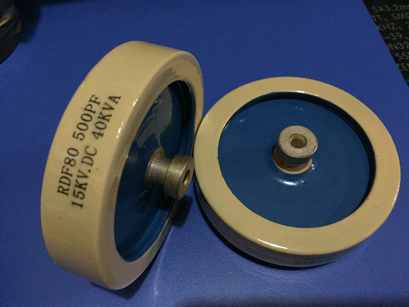 高压瓷介电容器rdf80500pf15kvdc40kva直径80mm电容器