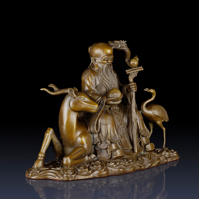 生日寿星纯铜摆件南极仙翁寿仙礼物装饰品老人摆件