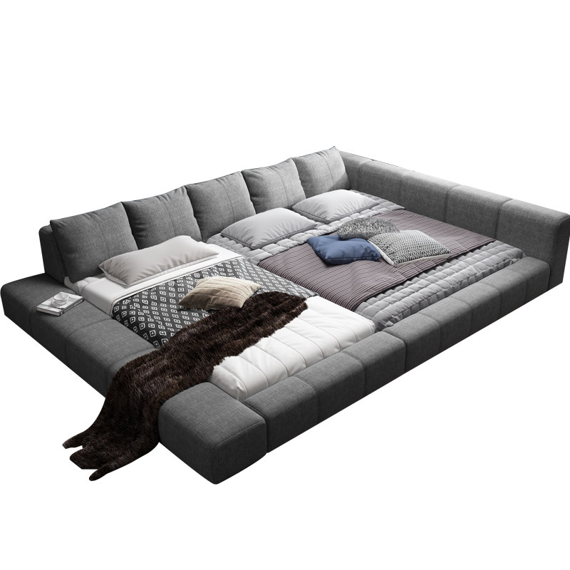 床主卧现代简约布艺床双人床拼接大床2米2.2米2.4米加宽榻榻米床