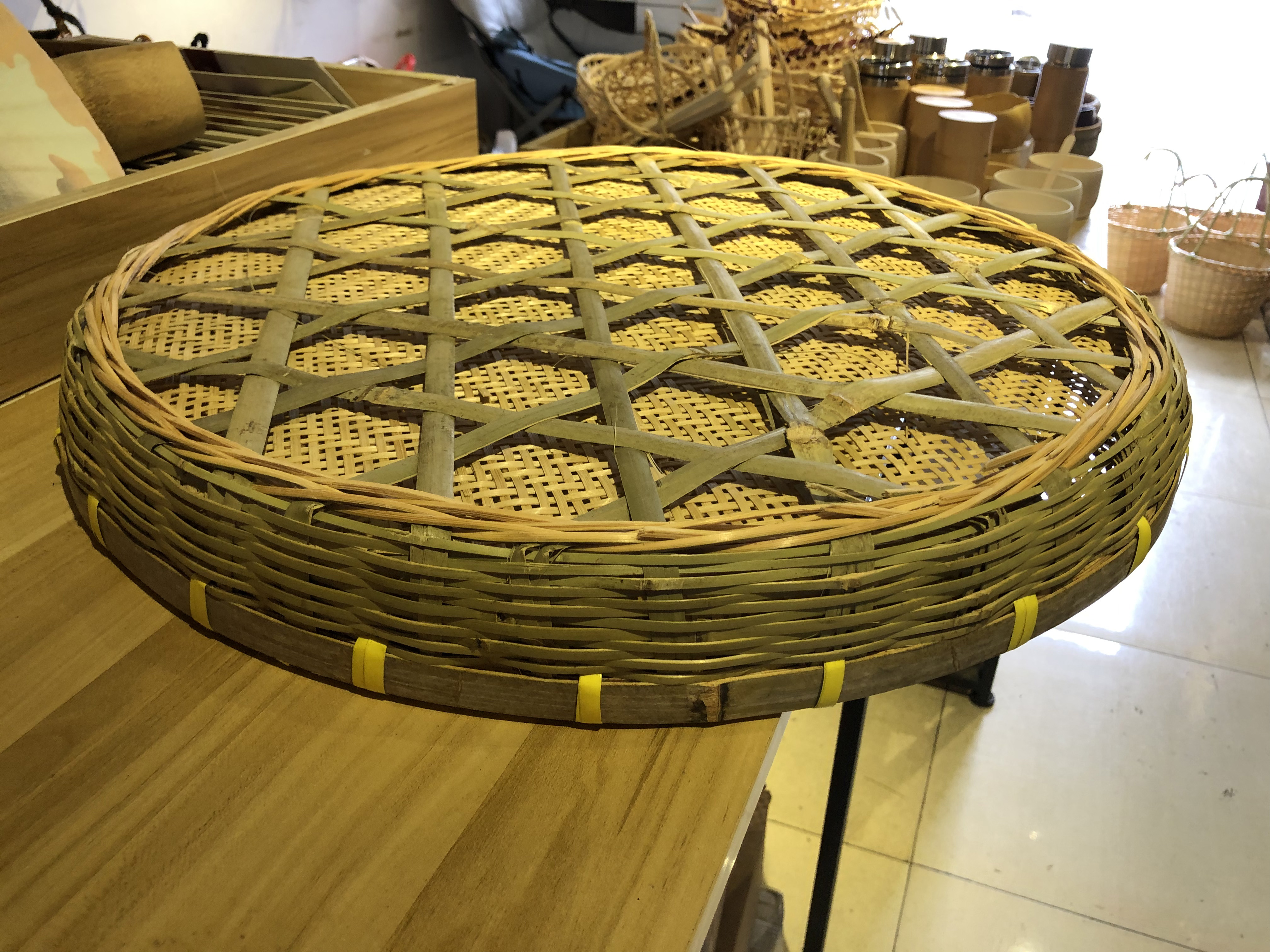 簸箕手工编织家用竹筛茶叶筛竹匾竹竹编幼儿园竹编