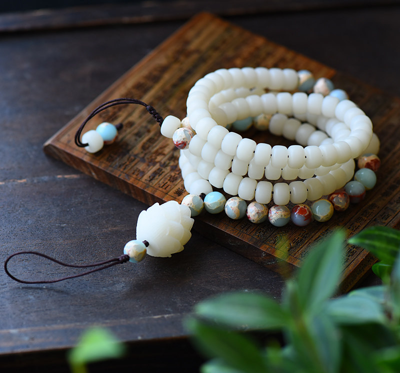 福敏白玉菩提根复古风手机链挂绳挂件长款复古项链