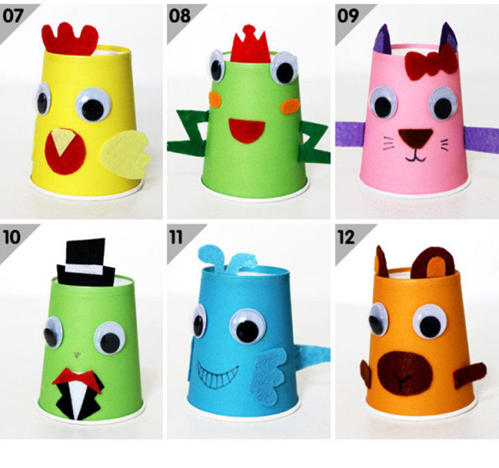 创意diy彩色一次性纸杯10个幼儿园早教美术儿童手工创意粘贴类