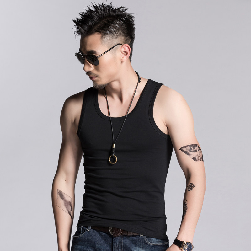 2件透气无袖夏季坎肩运动修身型纯棉t恤