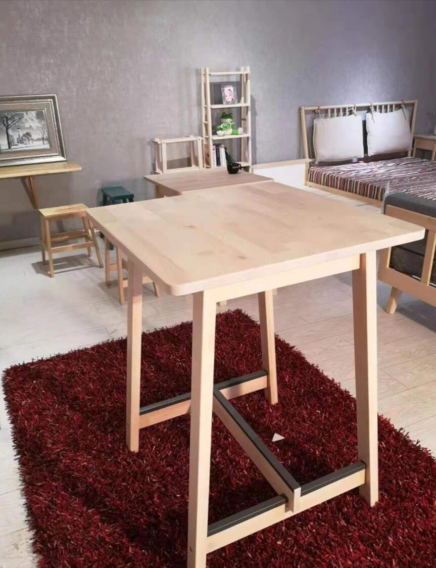 宜家诺鲁克吧台桌餐桌工作桌正品原木色实心桦木北欧简约正方吧台