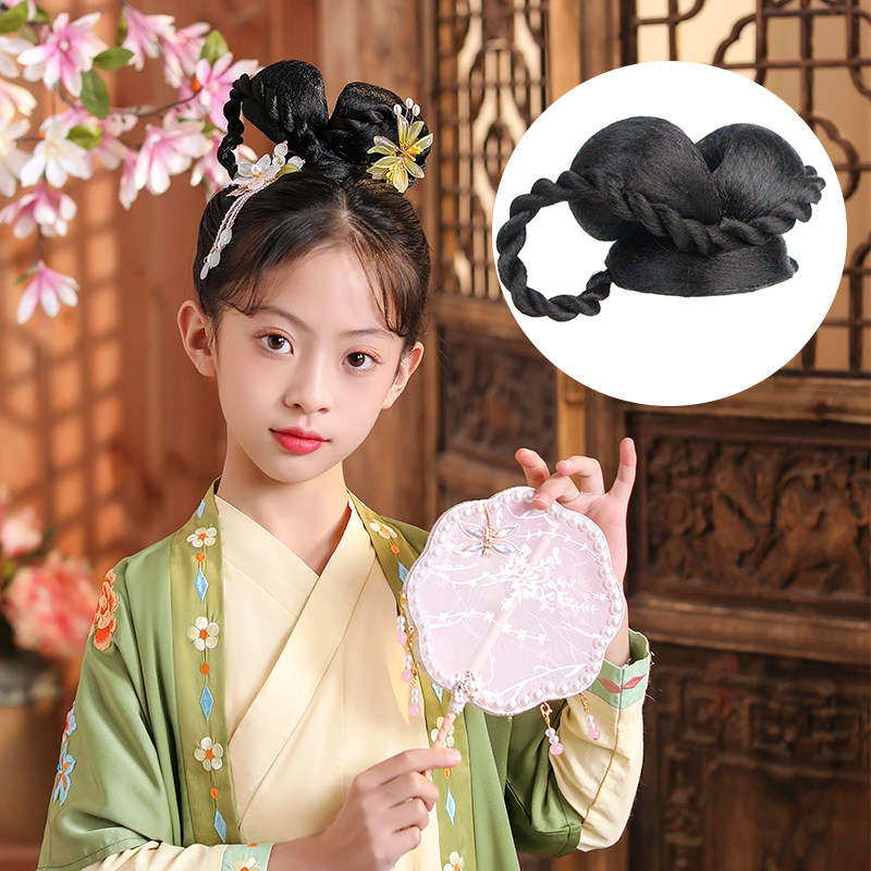 宋制汉儿童古风假发发髻小清新流苏发舞台演出发包