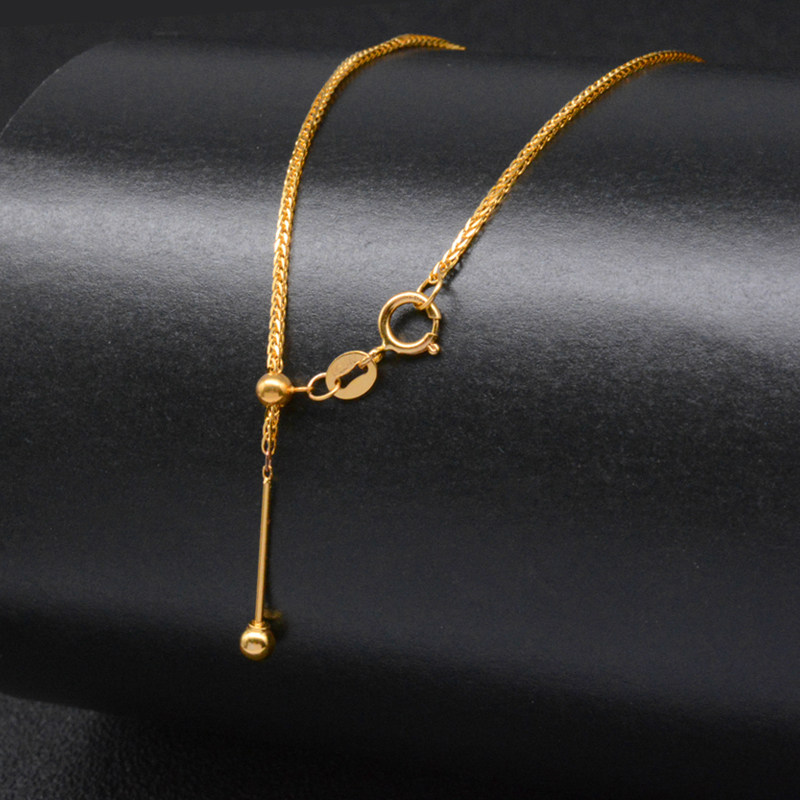 针式肖邦金玫瑰白金调节女可项链纯金穿珠万能颈饰