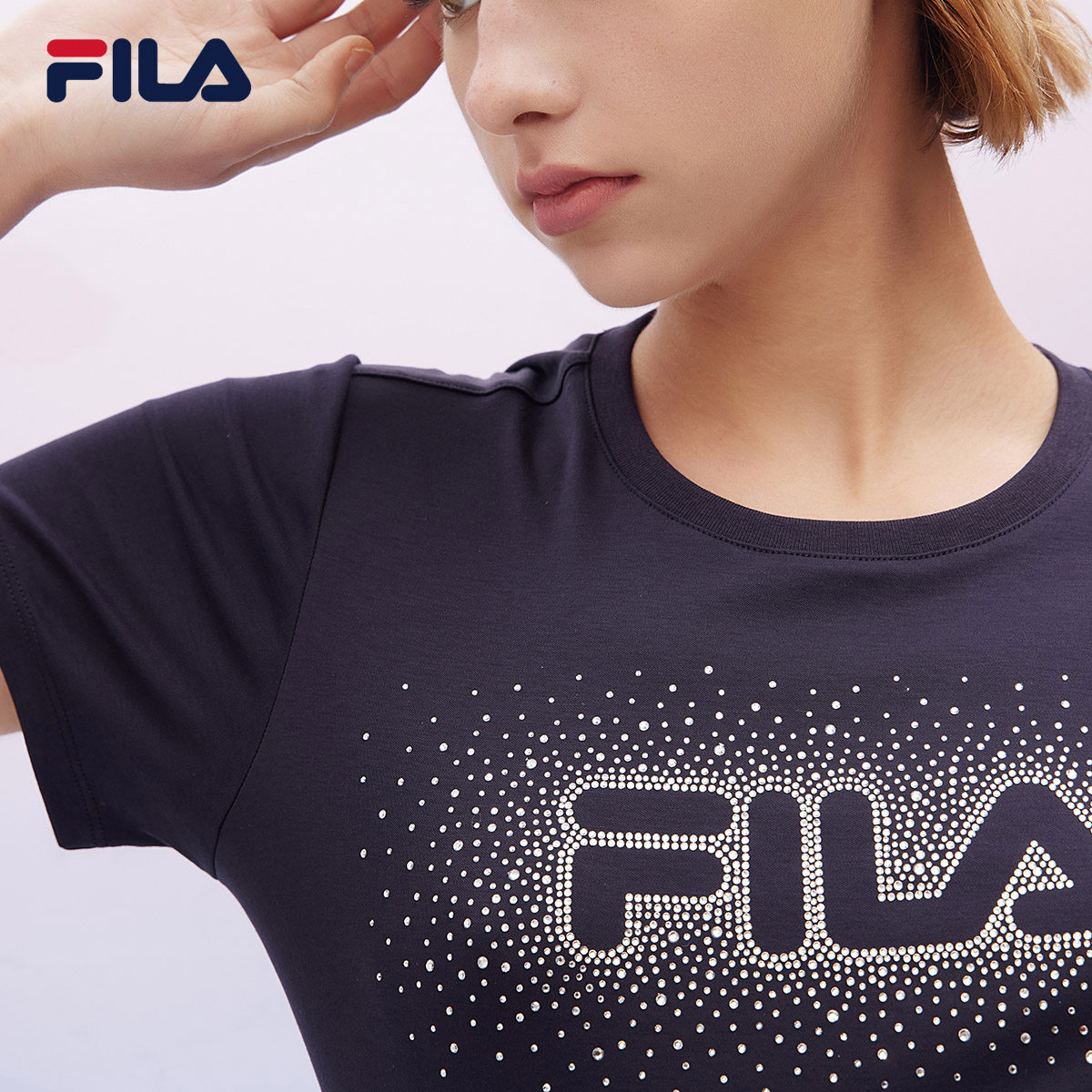短袖fila斐乐女子t2021夏季潮流时尚简约休闲logo运动t恤