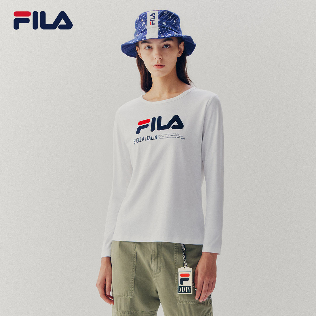 fila斐乐女子长袖2020冬季新款休闲时尚运动透气运动t恤