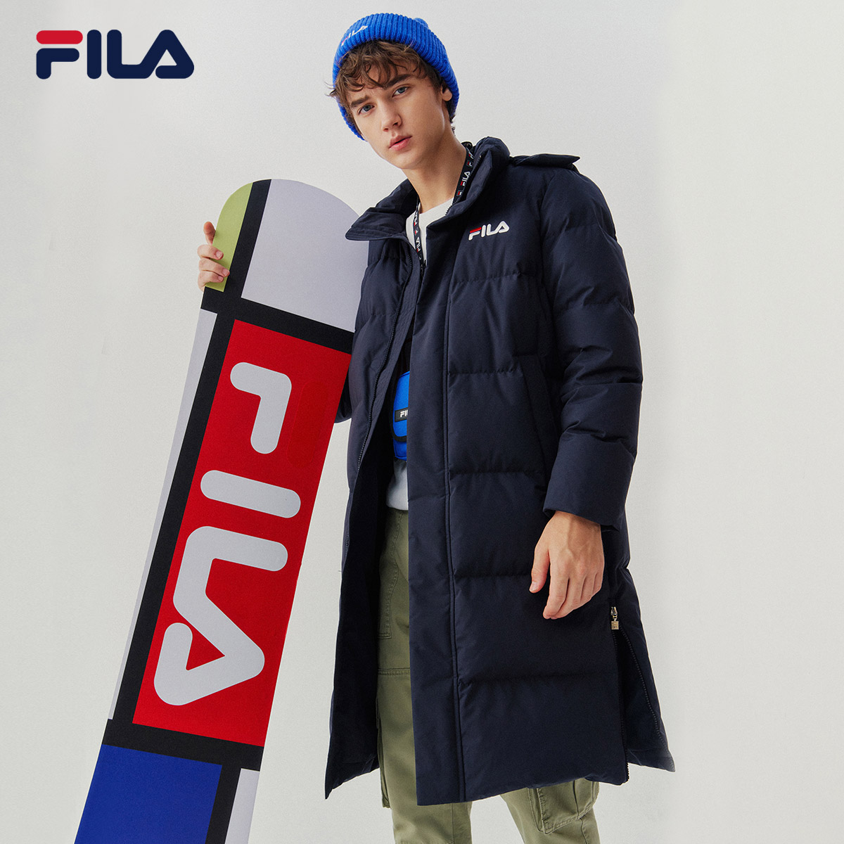 fila斐乐男子羽绒服2020冬季新款保暖连帽中长运动羽绒服