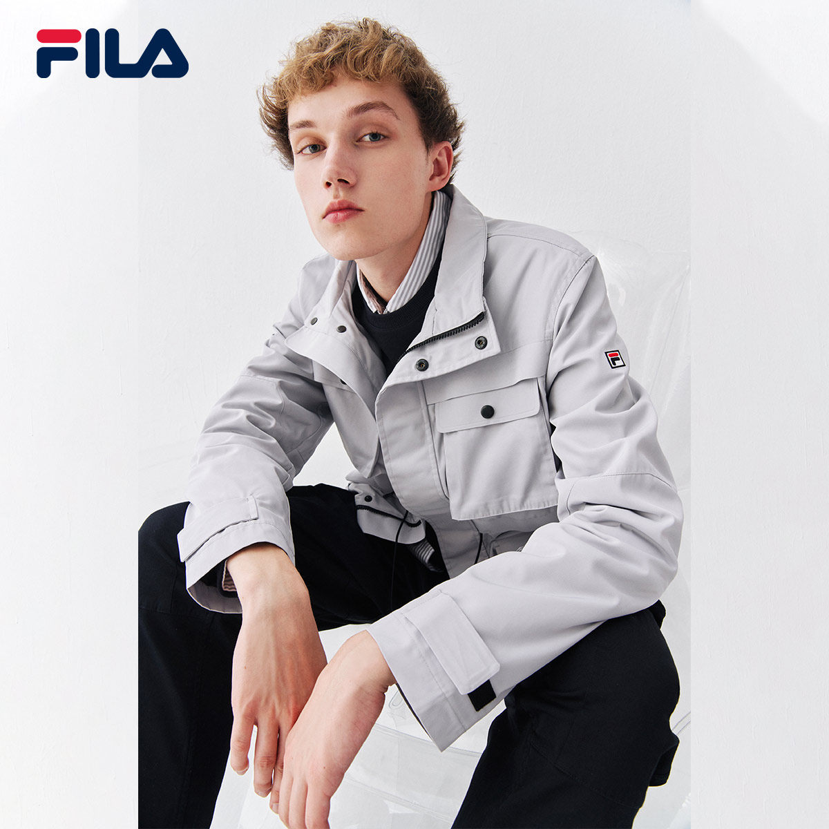 外套fila斐乐男士梭织2020秋冬新款潮流工装运动茄克