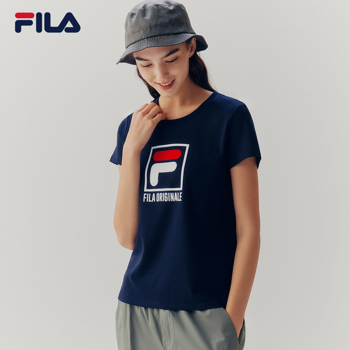 fila斐乐运动恤女2021春夏季情侣休闲短袖打底运动t恤