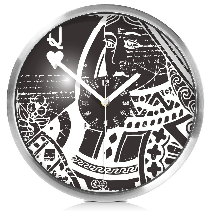 李李 艺术挂钟 客厅静音挂表时尚创意时钟扑克牌个性石英钟表