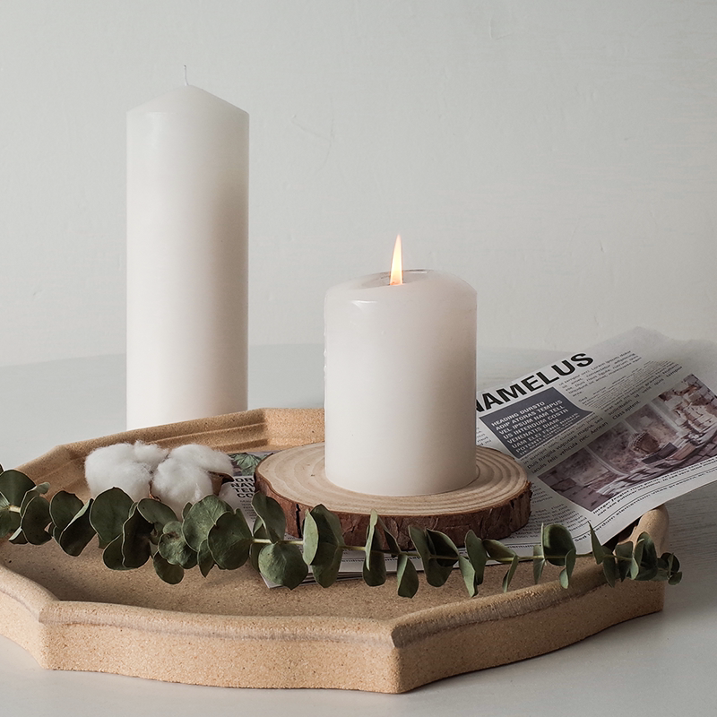 圆柱无味白色蜡烛摆拍道具家居装饰民宿咖啡馆ins摆件